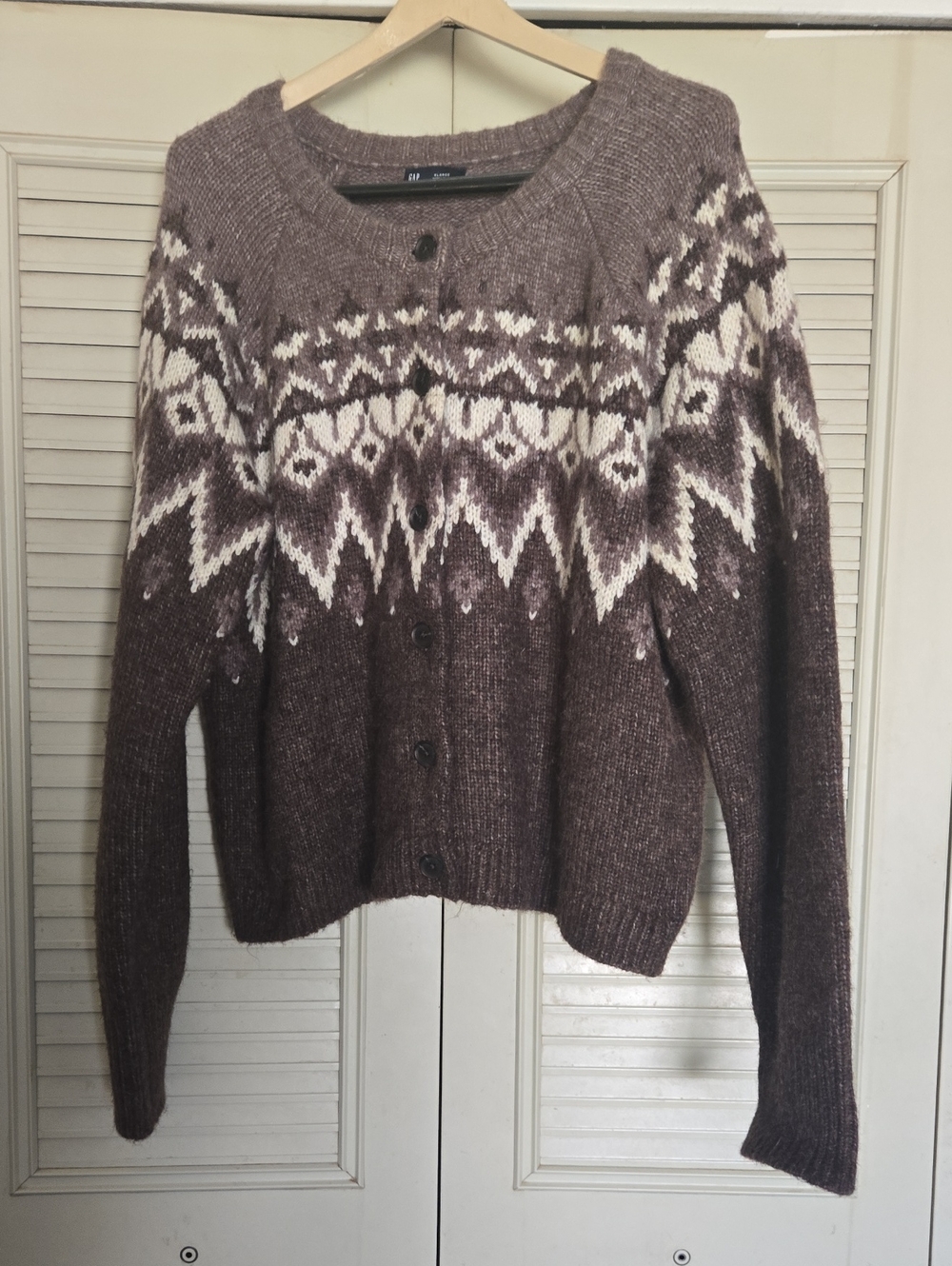GAP Brushed Fair Isle Cropped Cardigan
